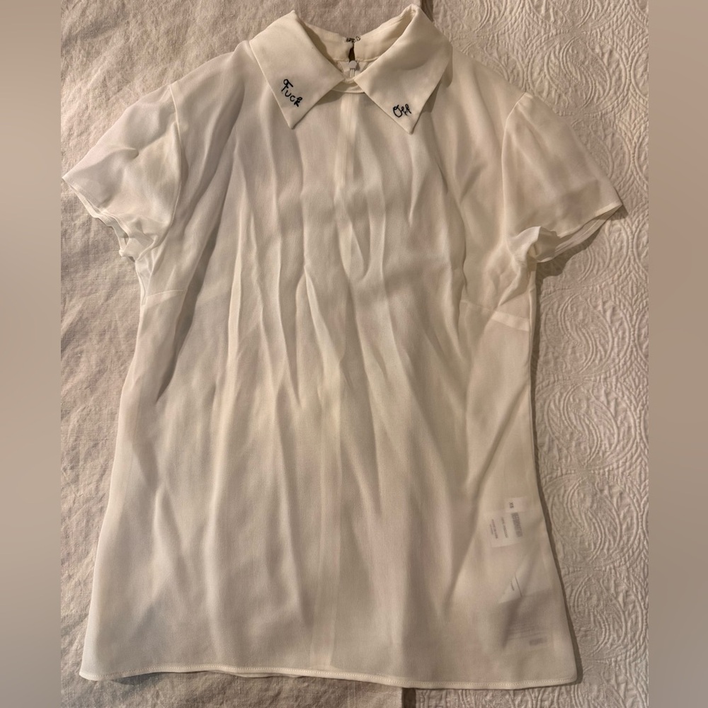 Reformation Ivory Short Sleeve Blouse
